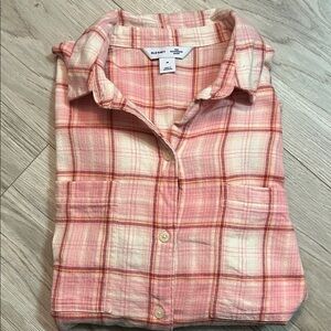 Old Navy Pink and Cream Plaid Shirt